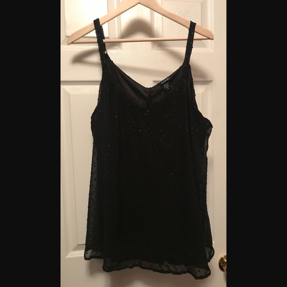 Torrid black textured dot chiffon cami size 2